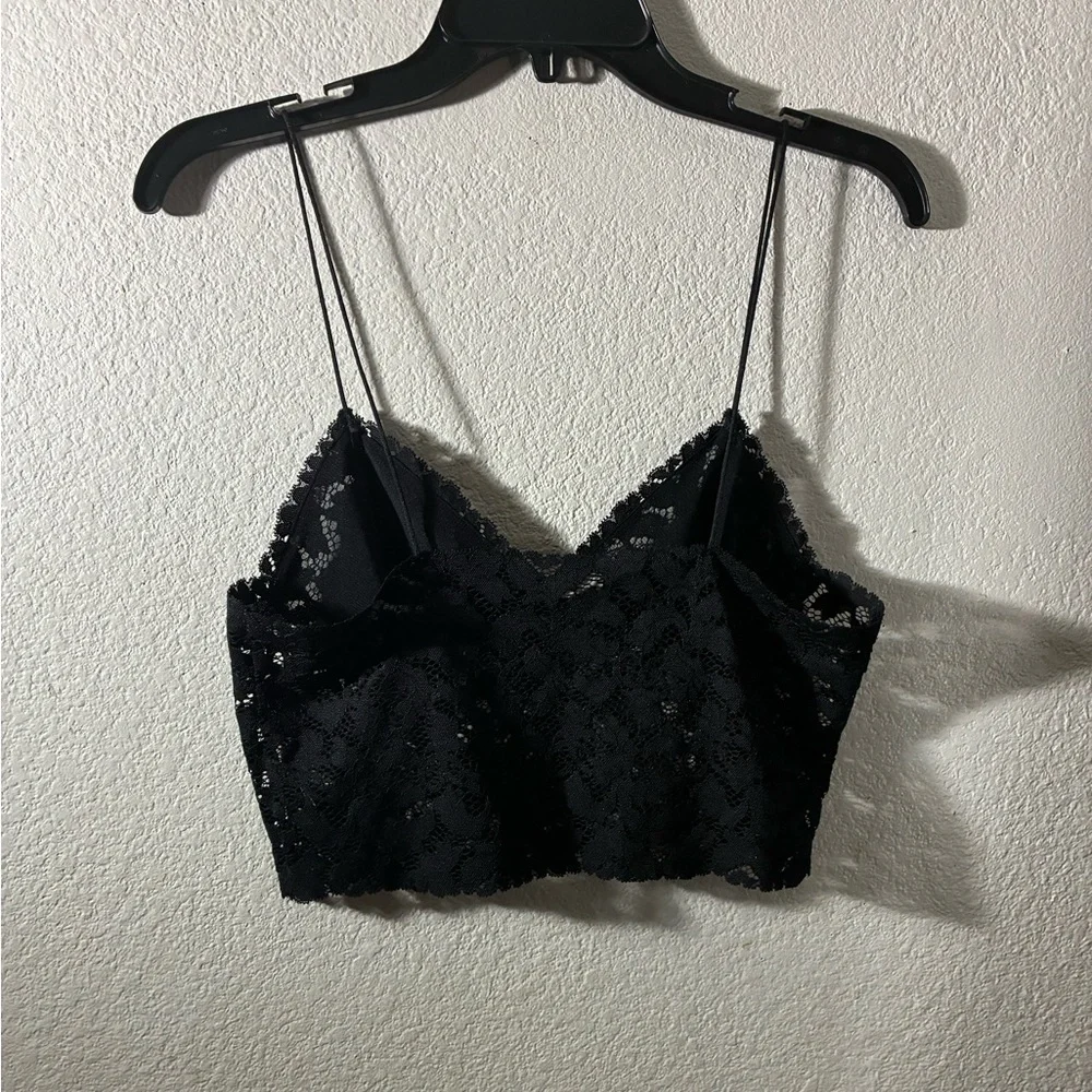 Intimately Free People Cropped Elegant Black Lace Bralette S